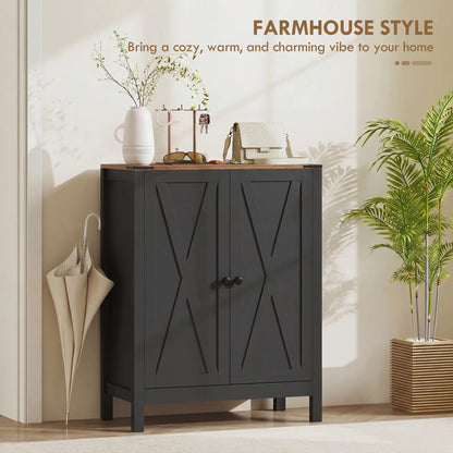 Shoe Cabinet With Barn Doors, Adjustable Shelves, 15 Pairs, Black Shoe Storage Cabinets & Racks at Gallery Canada