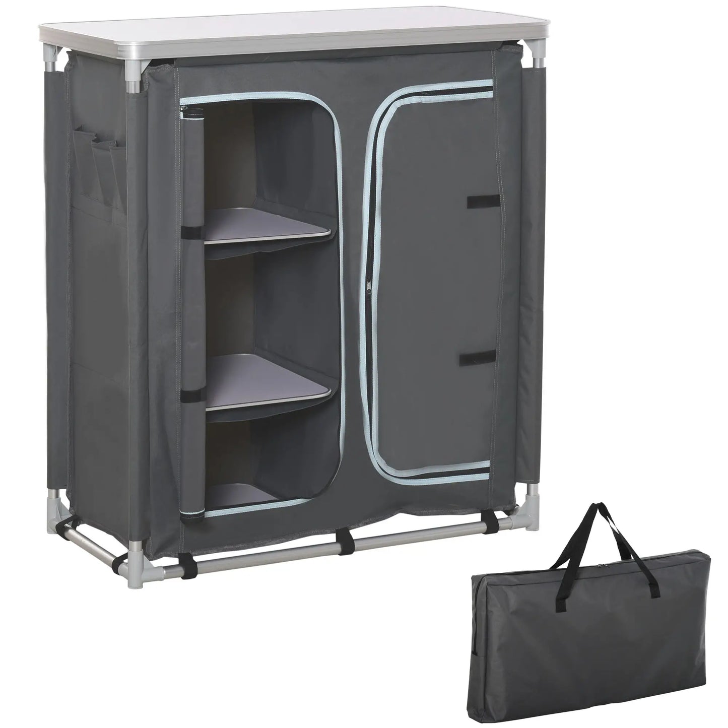 Aluminum Camping Table, 3-Shelf Kitchen Station, Storage Organizer, Grey Picnic Tables & Camping Chairs at Gallery Canada