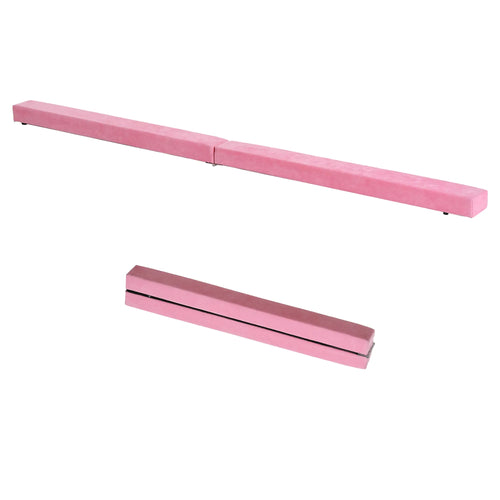 7ft Folding Balance Beam, Gymnastics Beam with Wood Core, Pink