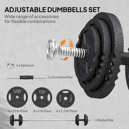 Adjustable Dumbbell Set, 2 in 1 Weights, 112lb Non-Slip Grip Dumbbells & Barbells at Gallery Canada