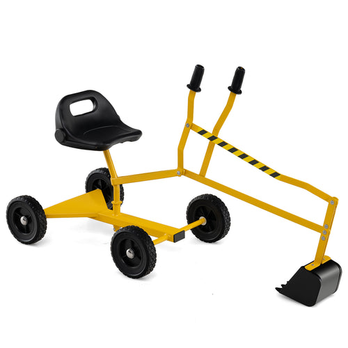 Sand Digger for Kids Sandbox Toy Digger with 2-Handed Controls and Flexible Shovel, Yellow