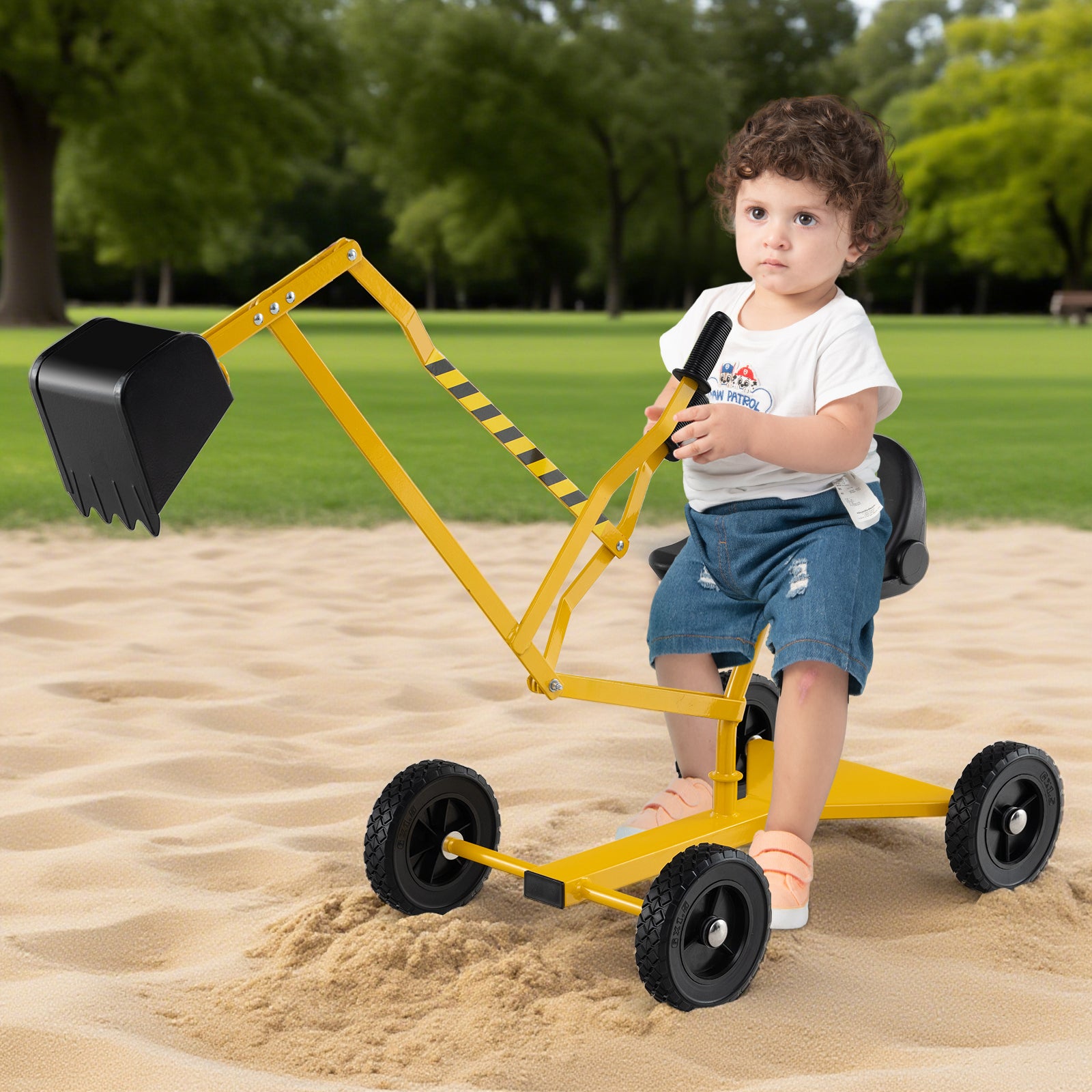 Sand Digger for Kids Sandbox Toy Digger with 2-Handed Controls and Flexible Shovel, Yellow Sandboxes at Gallery Canada