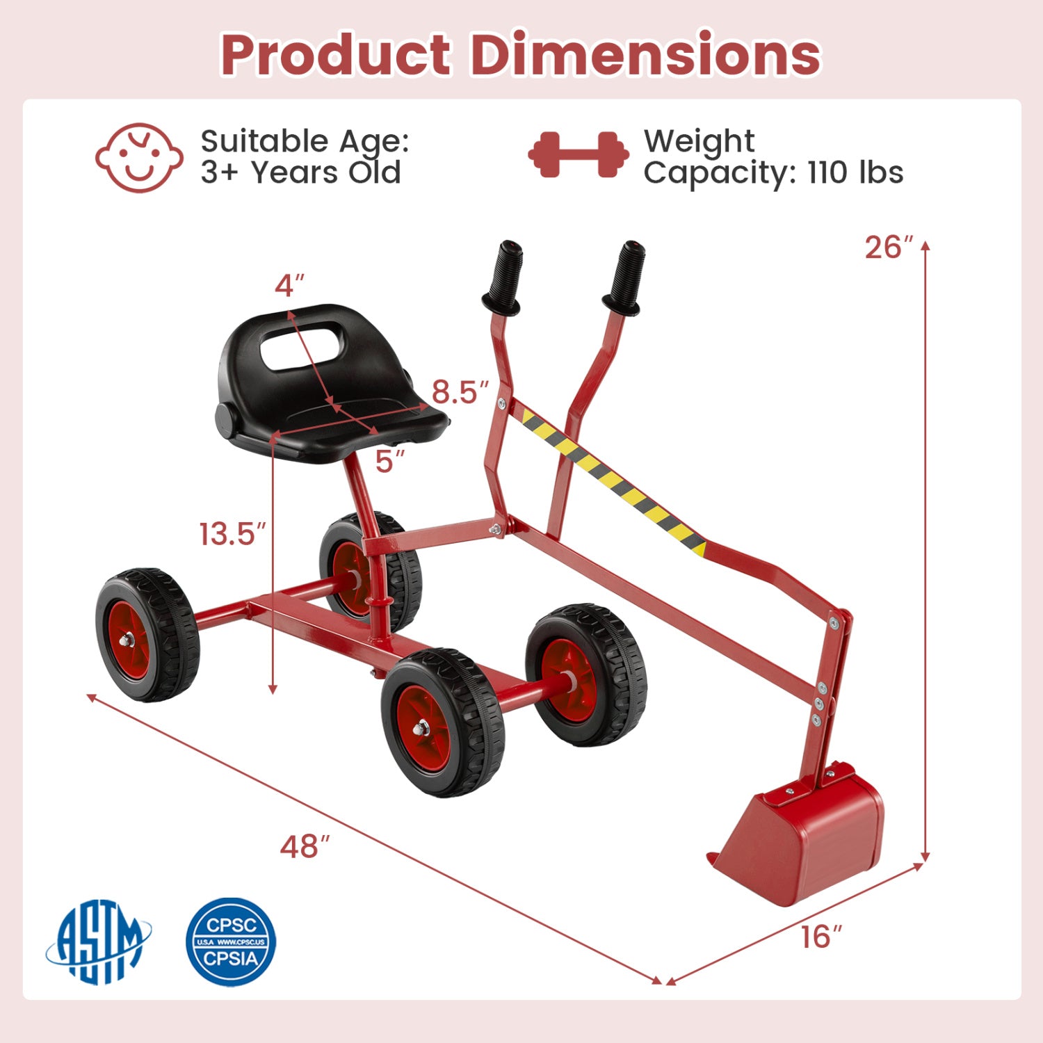 Kids Sand Digger, 2-Handed Controls, Flexible Shovel, Red Sandboxes at Gallery Canada