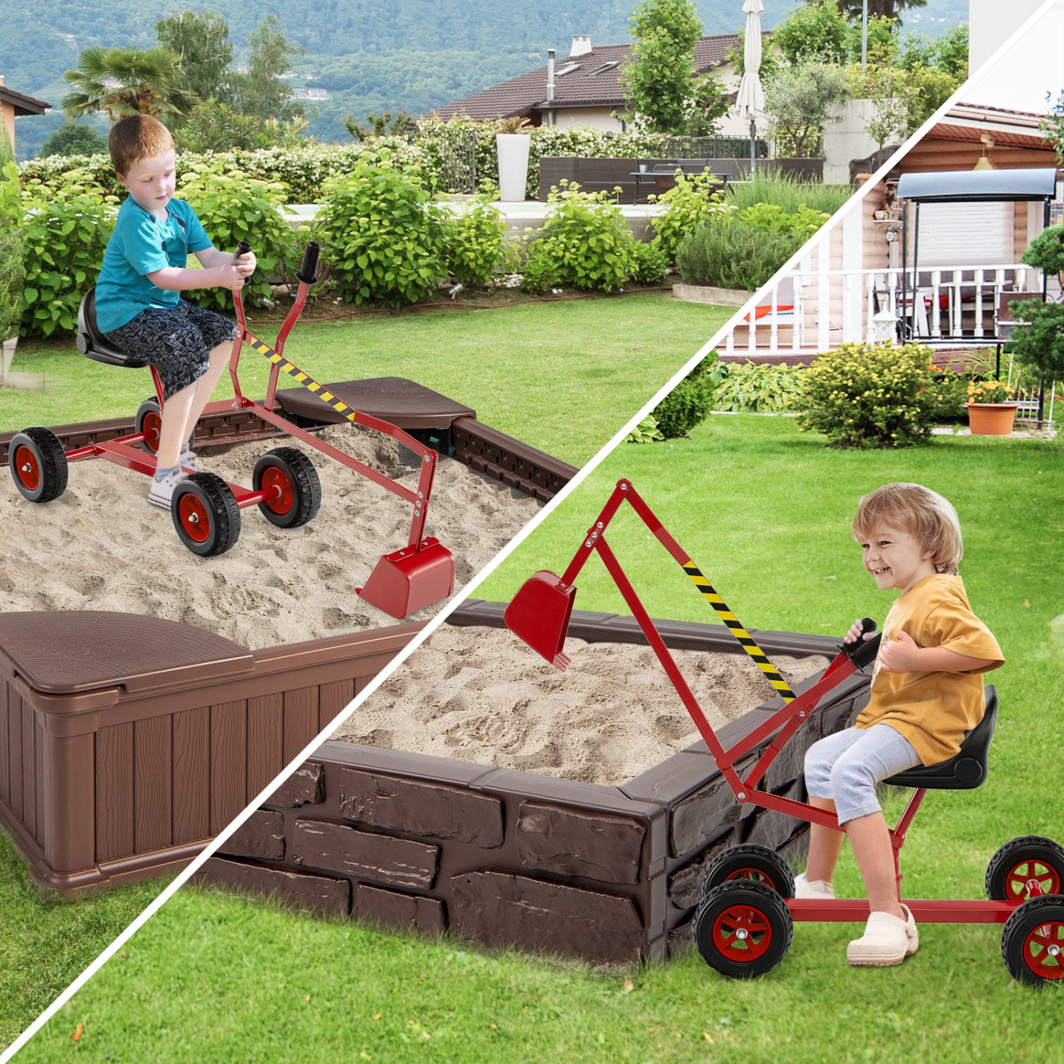 Kids Sand Digger, 2-Handed Controls, Flexible Shovel, Red Sandboxes at Gallery Canada