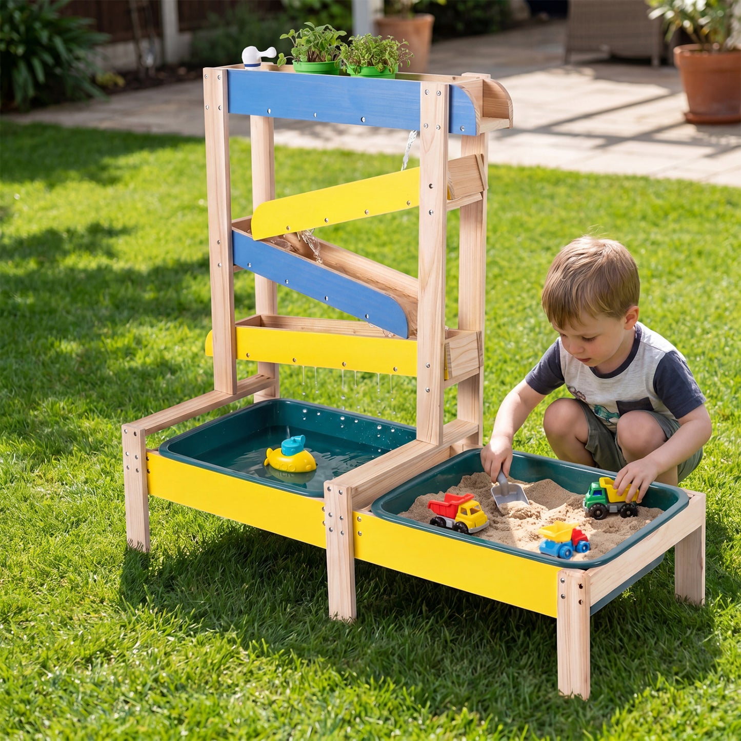 Sand and Water Table for Toddlers with 2 Water Basins, Multicolor Play Kitchen Sets at Gallery Canada