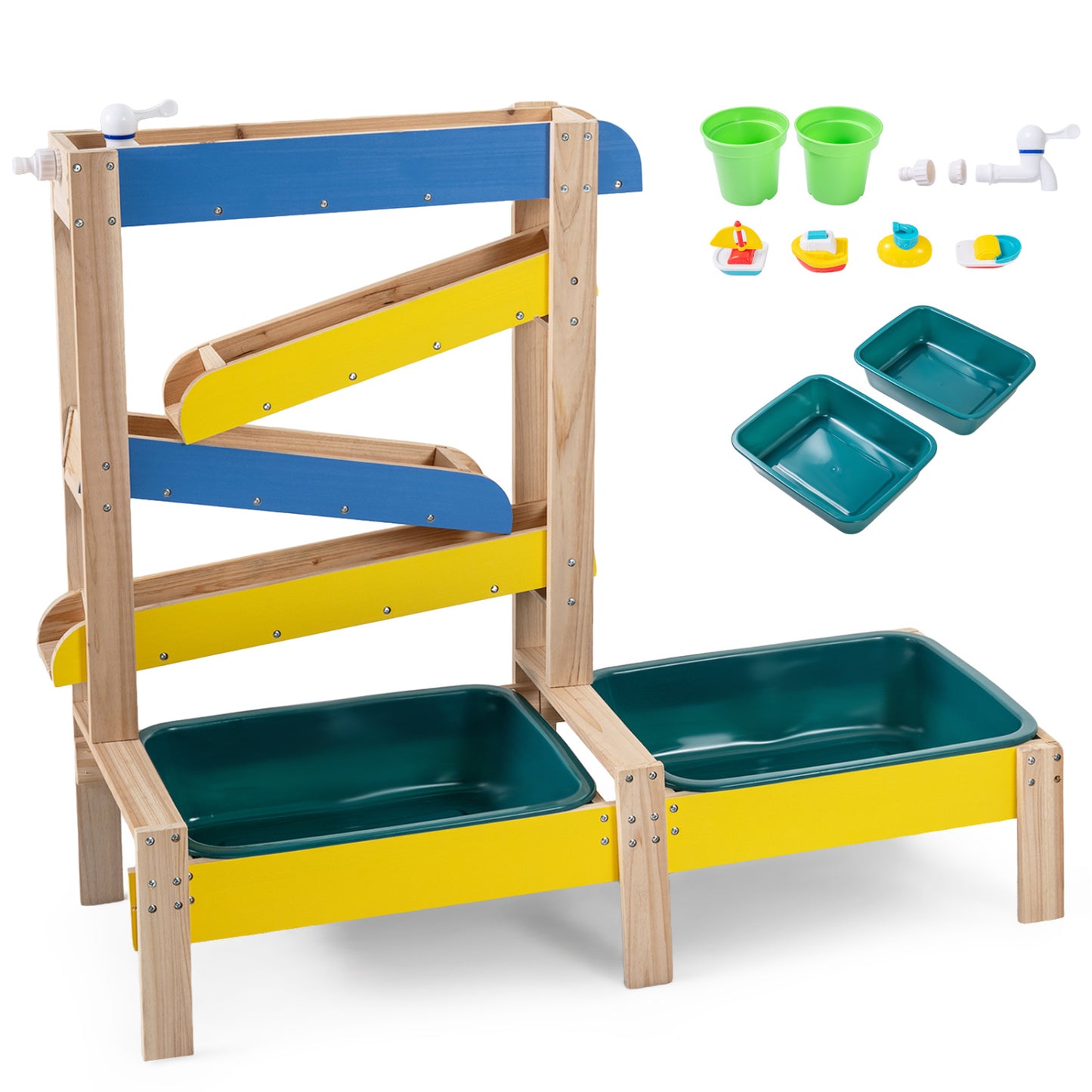 Sand and Water Table for Toddlers with 2 Water Basins, Multicolor Play Kitchen Sets at Gallery Canada