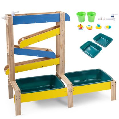 Sand and Water Table for Toddlers with 2 Water Basins, Multicolor Play Kitchen Sets at Gallery Canada