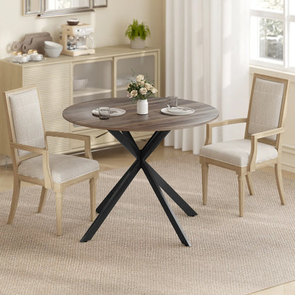 40" Round Kitchen Table For 4, Industrial Dining Table, Distressed Brown Dining Tables at Gallery Canada