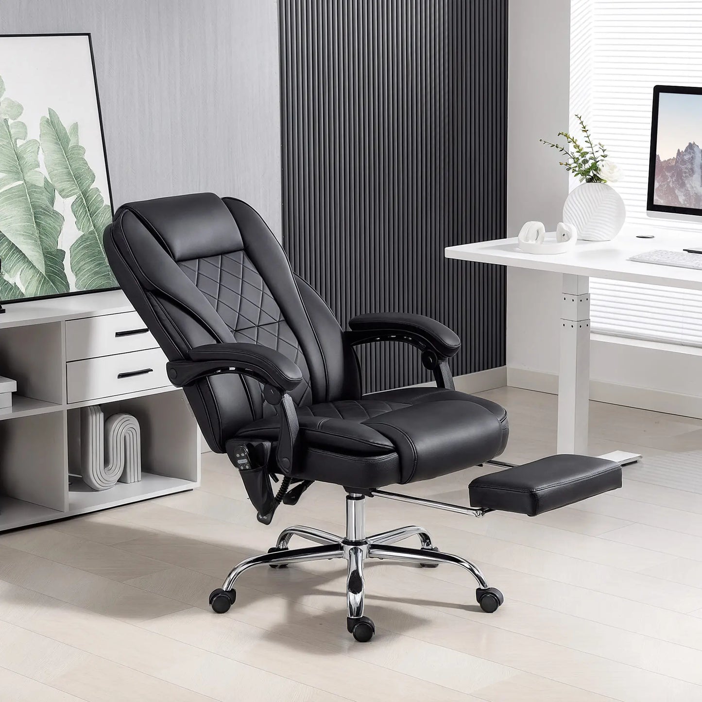 Massage Office Chair, Reclining Computer Chair, Adjustable Height, Footrest, Black Massage Chairs at Gallery Canada