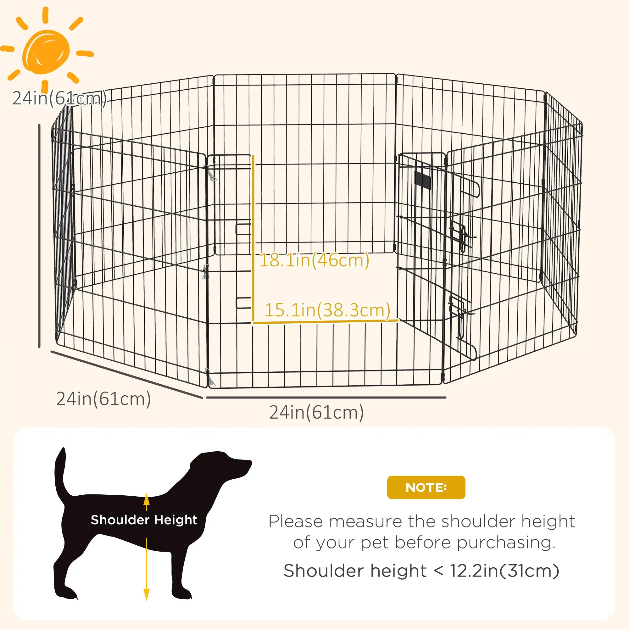 24inch Foldable Metal Pet Playpen, Dog Kennel Cage, 8 Panel Houses, Kennels & Pens at Gallery Canada