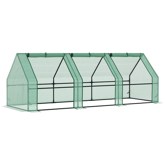 9' x 3' x 3' Mini Greenhouse, PE Cover, Zippered Doors, Green Portable Greenhouses Green at Gallery Canada