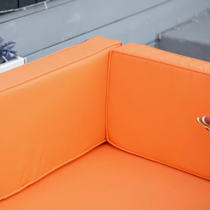 7pcs Garden Wicker Sectional Set, Tea Table, Patio Rattan Sofa, Cushion, Outdoor Deck, Orange Patio Furniture Sets at Gallery Canada