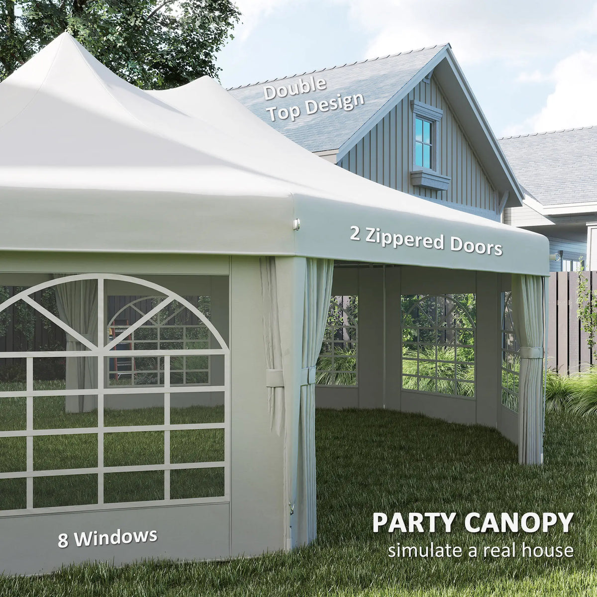 21' x 29' White Wedding Tent, High Peak Decagonal Gazebo With Removable Walls, White Canopy Tents at Gallery Canada