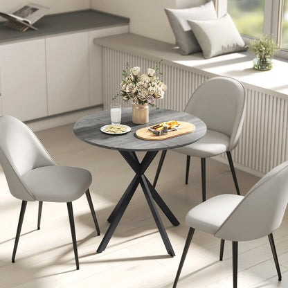 31.5" Industrial Round Dining Table, Distressed Grey Dining Tables at Gallery Canada