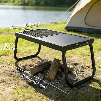 Folding Campfire Grill, Heavy Duty Steel Mesh Grate, Portable With Carry Bag, Black Charcoal BBQ Grils at Gallery Canada
