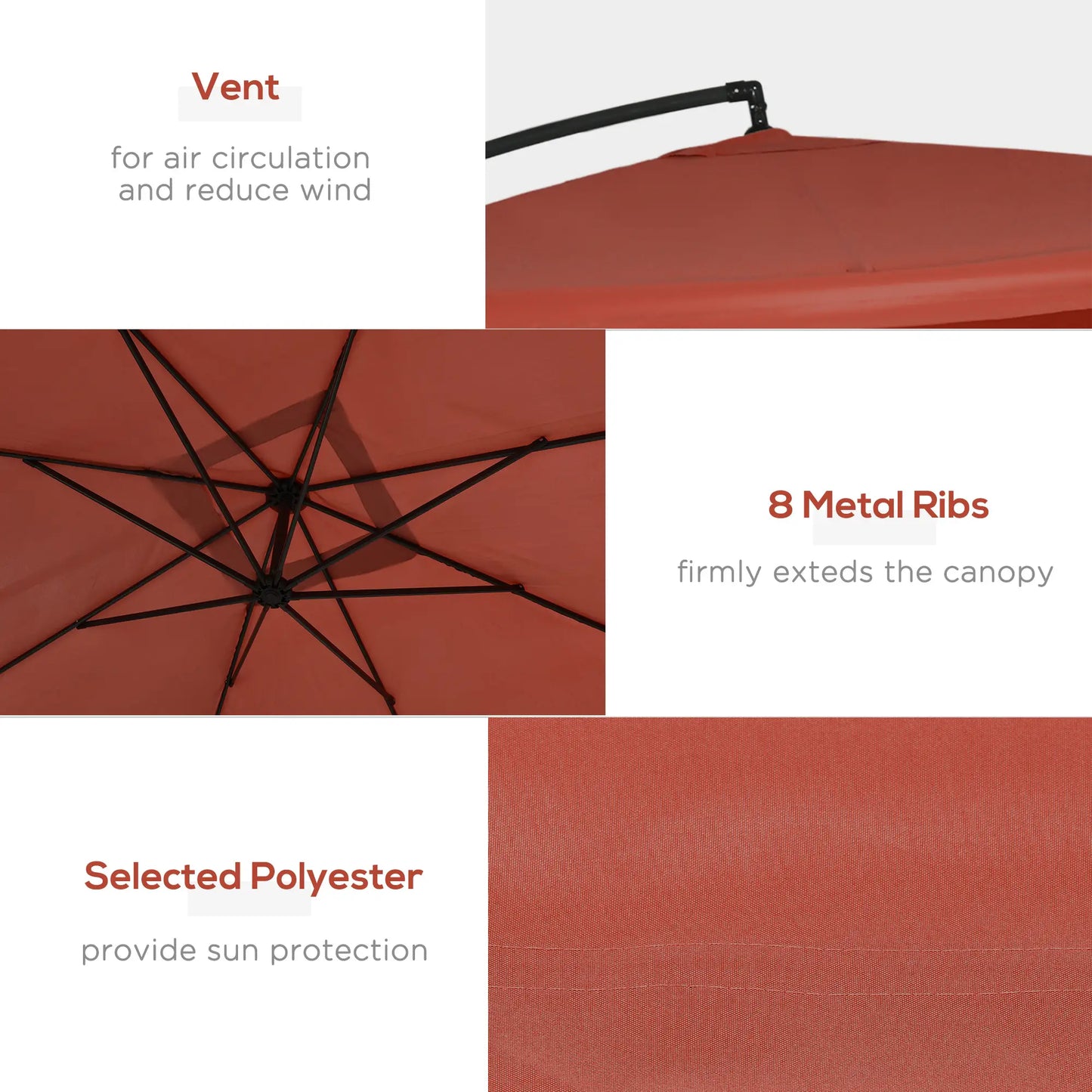 Offset Patio Umbrella, Adjustable Cantilever Canopy, Wine Red Cantilever Umbrellas at Gallery Canada