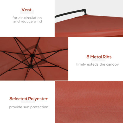 Offset Patio Umbrella, Adjustable Cantilever Canopy, Wine Red Cantilever Umbrellas at Gallery Canada