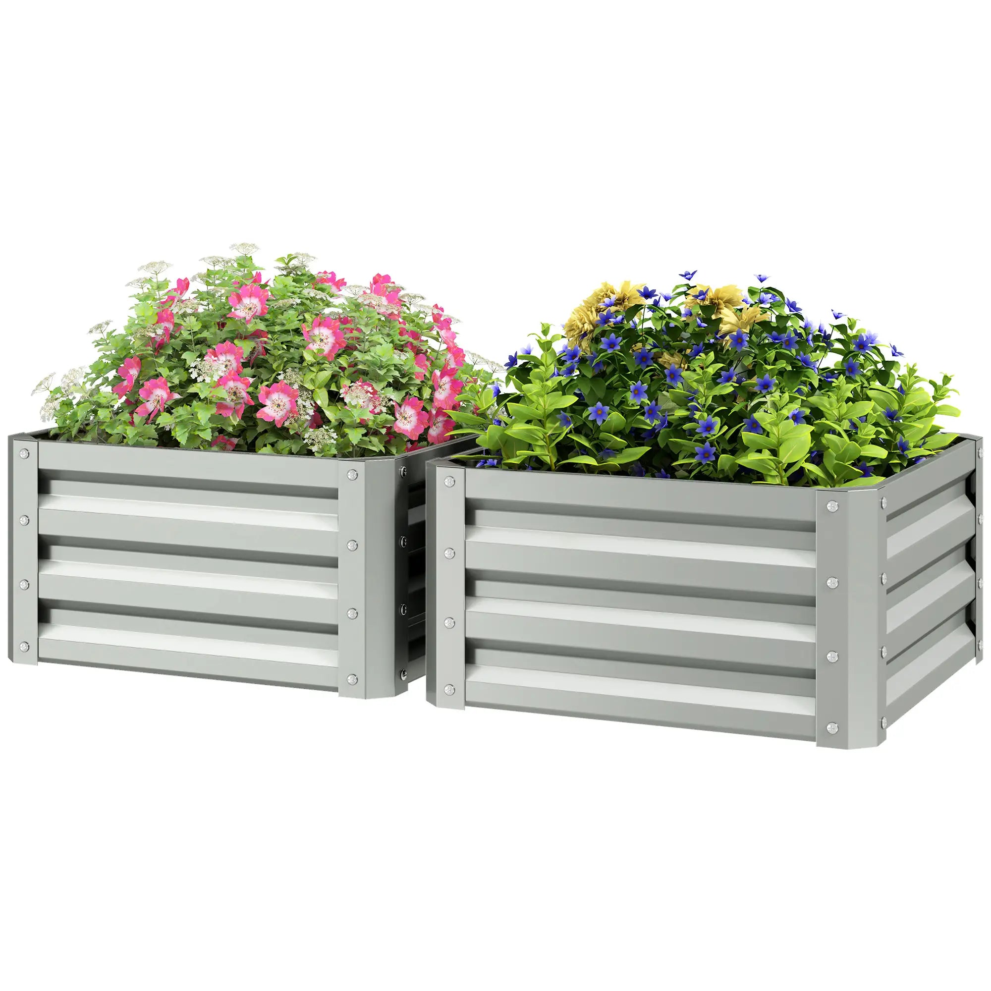 2' x 2' x 1' Raised Garden Bed, Galvanised Steel Frame, Light Grey Raised Garden Beds Light Grey at Gallery Canada
