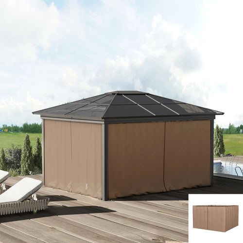 10' x 10' Gazebo Sidewall Set, 4 Panels, Hooks Included, Brown