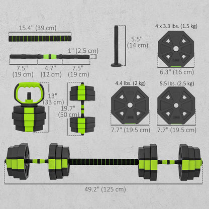4-in-1 Adjustable Dumbbell Set, 55lbs, Green Dumbbells & Barbells at Gallery Canada