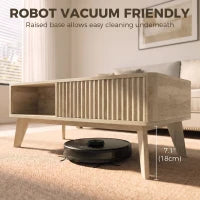 Table basse relevable cannelée de 40 pouces, rangement, chêne