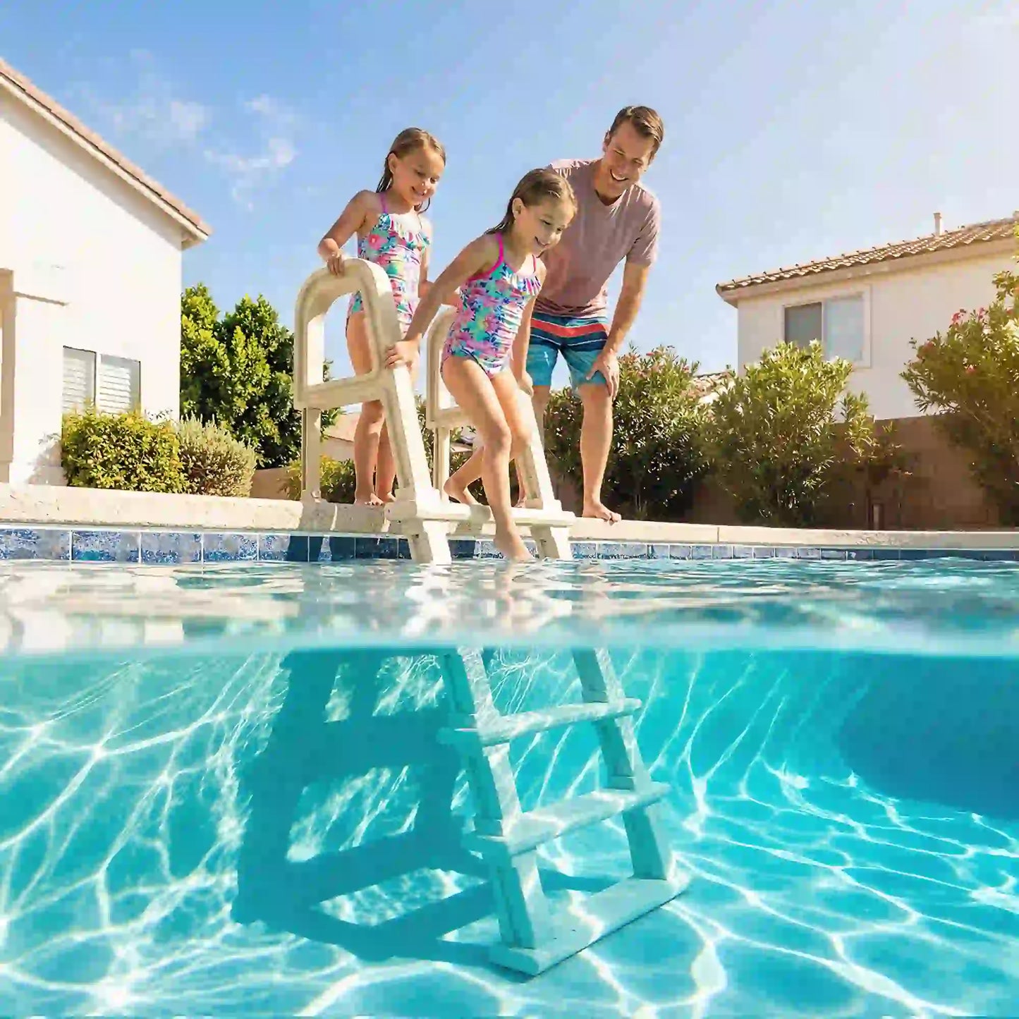 Adjustable 5-Step Pool Ladder, 63.4"-69.3", Non-Slip Steps, 300 lb Capacity Outdoor Swimming Pools & Hot Tubs at Gallery Canada