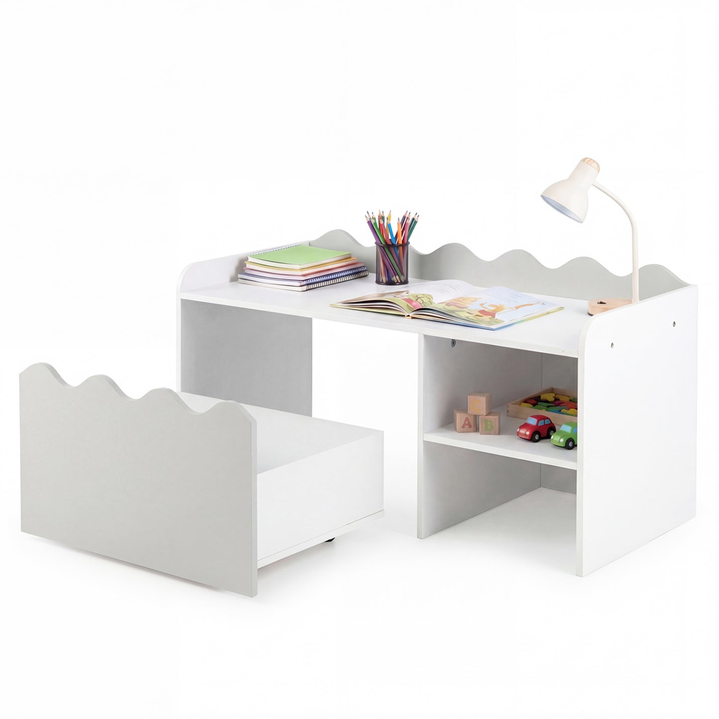 Scalloped Kids Bookshelf, Toy Storage Organizer, Gray Kids Storage Gray at Gallery Canada
