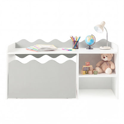 Scalloped Kids Bookshelf, Toy Storage Organizer, Gray Kids Storage at Gallery Canada