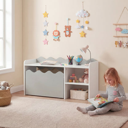 Scalloped Kids Bookshelf, Toy Storage Organizer, Gray Kids Storage at Gallery Canada