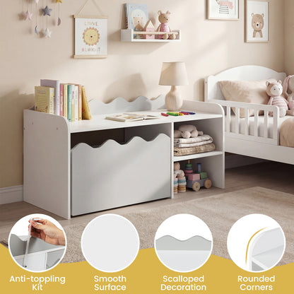 Scalloped Kids Bookshelf, Toy Storage Organizer, Gray Kids Storage at Gallery Canada
