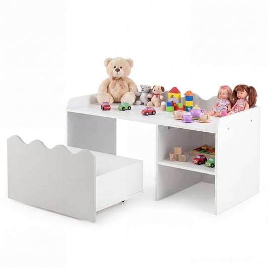 Scalloped Kids Bookshelf, Toy Storage Organizer, Gray Kids Storage Gray at Gallery Canada