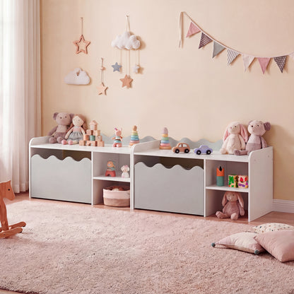 Scalloped Kids Bookshelf, Toy Storage Organizer, Gray Kids Storage at Gallery Canada