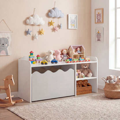 Scalloped Kids Bookshelf, Toy Storage Organizer, Gray Kids Storage at Gallery Canada