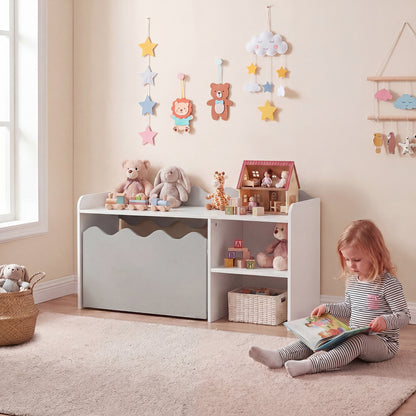 Scalloped Kids Bookshelf, Toy Storage Organizer, Gray Kids Storage at Gallery Canada