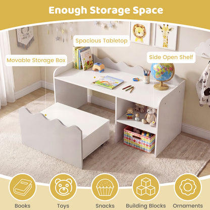 Scalloped Kids Bookshelf, Toy Storage Organizer, Gray Kids Storage at Gallery Canada