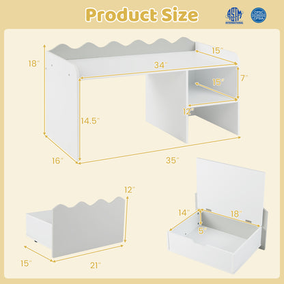 Scalloped Kids Bookshelf, Toy Storage Organizer, Gray Kids Storage at Gallery Canada