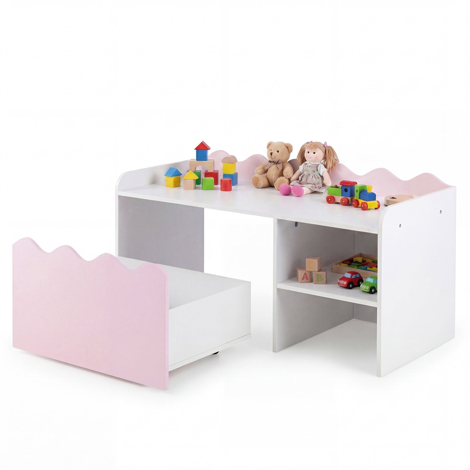 Scalloped Kids Bookshelf, Toy Storage Organizer, Pink Kids Storage at Gallery Canada
