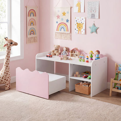 Scalloped Kids Bookshelf, Toy Storage Organizer, Pink Kids Storage at Gallery Canada