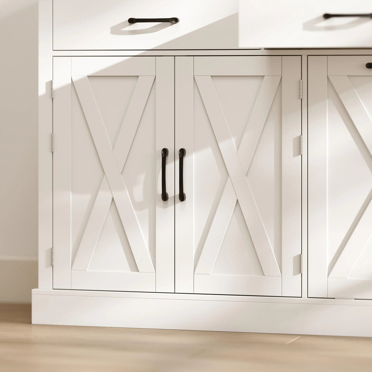 7 Gallon Tilt Out Garbage Cabinet, Kitchen Island With Charging Station, White