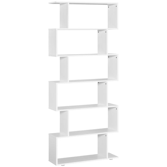 6-Tier Wooden Bookcase S Shape Storage Display Unit Home Divider Office Furniture White - Gallery Canada