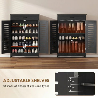 Shoe Cabinet With Louvered Doors, Drawer, Adjustable Shelves, Black Shoe Storage Cabinets & Racks at Gallery Canada