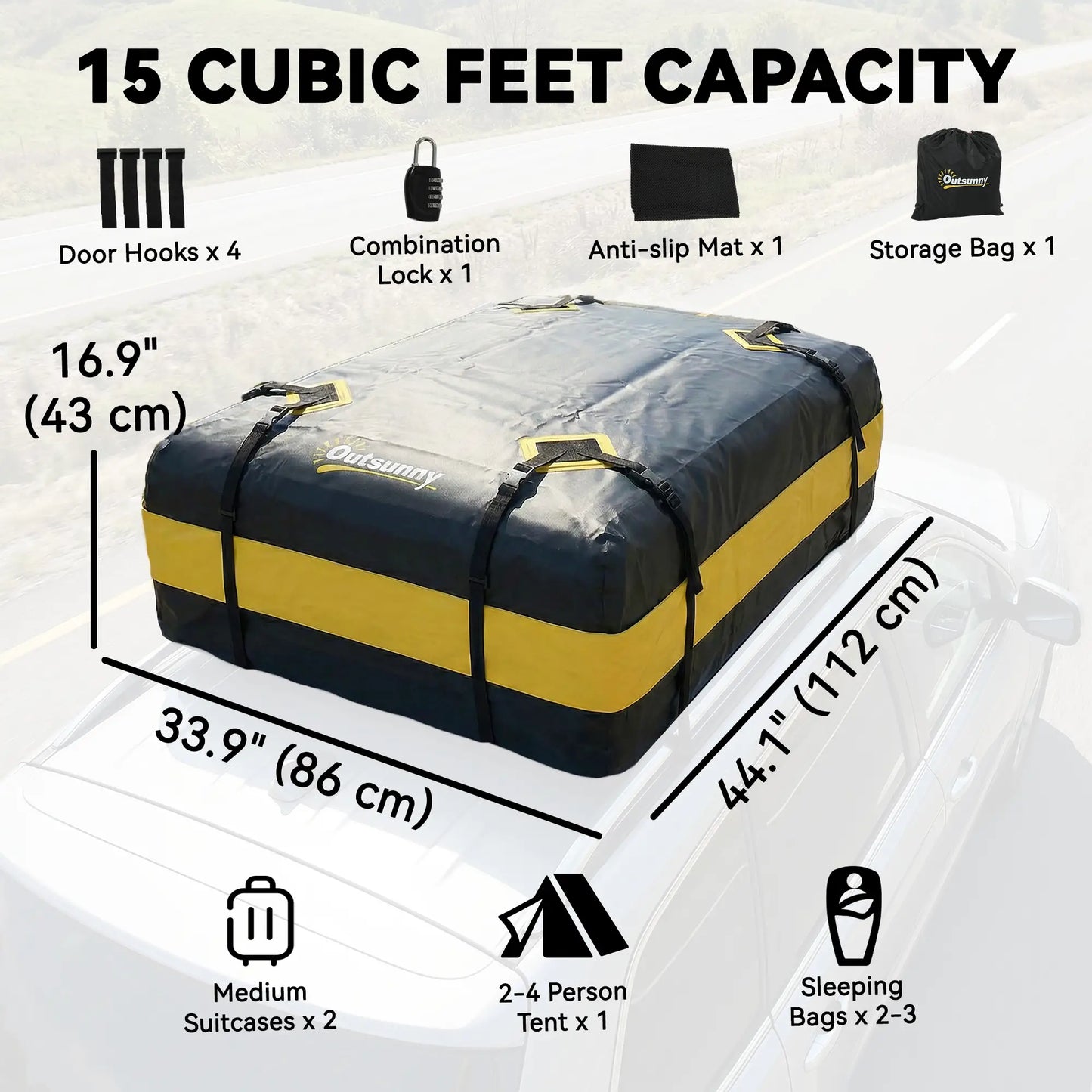 Waterproof Soft-Shell Car Roof Storage Bag, 15 Cubic Feet, Anti-Slip Mat Automotive at Gallery Canada