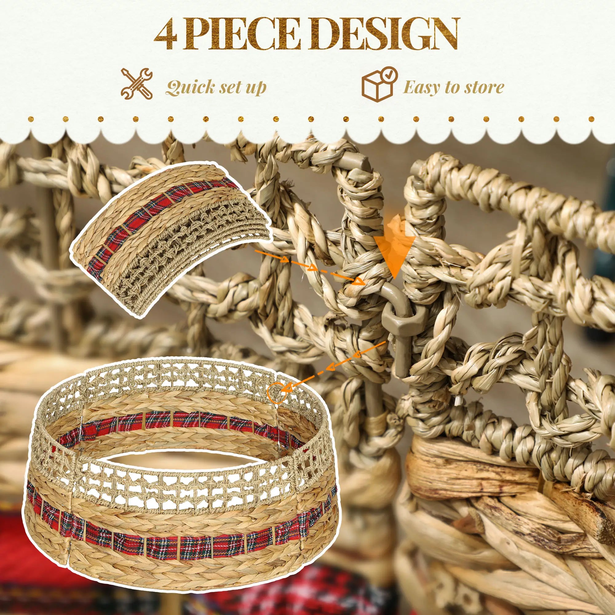 23 Inch Rustic Christmas Tree Skirt, Water Hyacinth Collar, Natural Christmas Trees at Gallery Canada