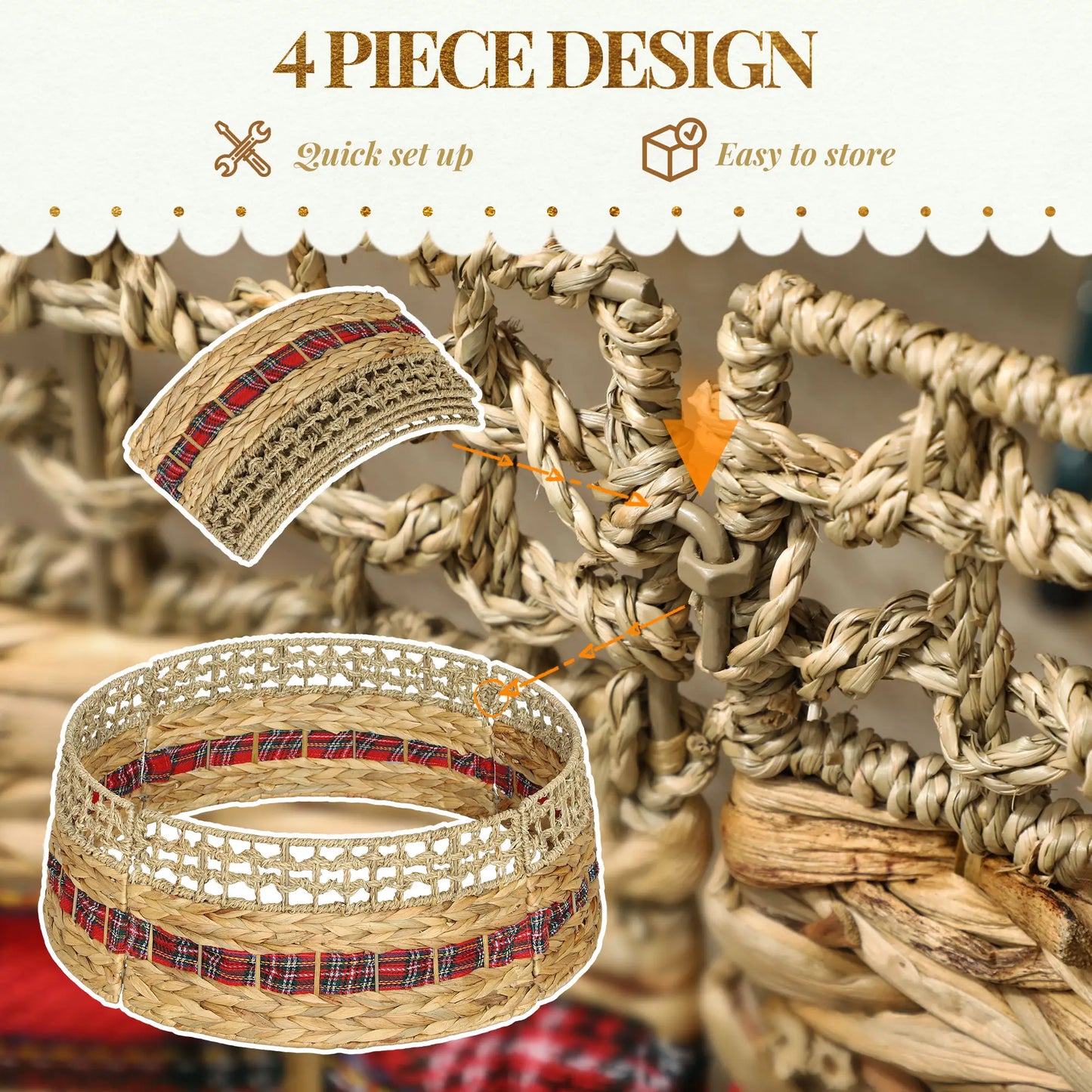 23 Inch Rustic Christmas Tree Skirt, Water Hyacinth Collar, Natural Christmas Trees at Gallery Canada