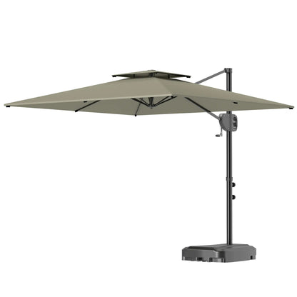 Square Cantilever Patio Umbrella, Double Top Offset, 8' x 9', Light Grey Offset Cantilever Umbrellas Light Grey at Gallery Canada