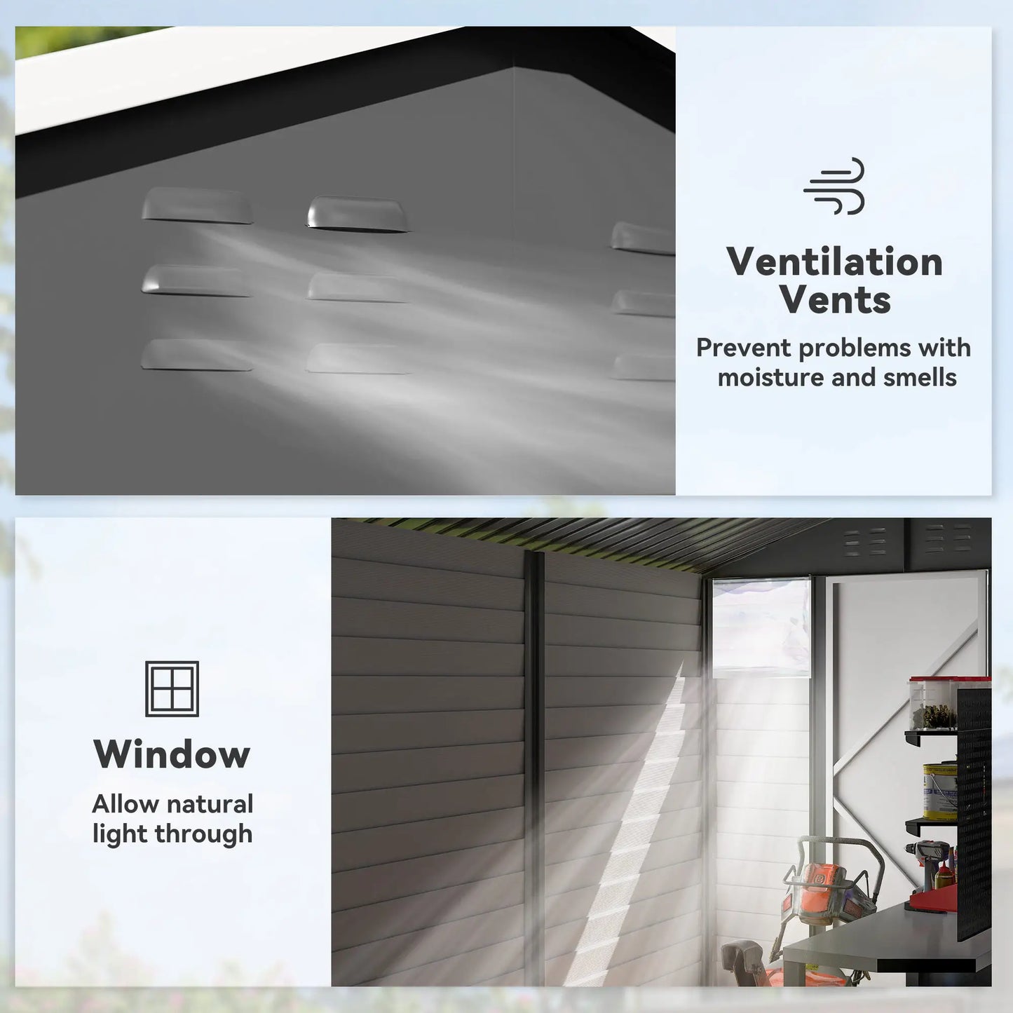 9' x 6' Garden Shed, Outdoor Storage, Sloped Roof, Lockable Door, Dark Grey