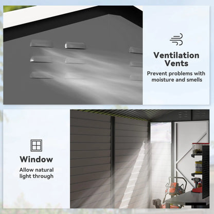 9' x 6' Garden Shed, Outdoor Storage, Sloped Roof, Lockable Door, Dark Grey