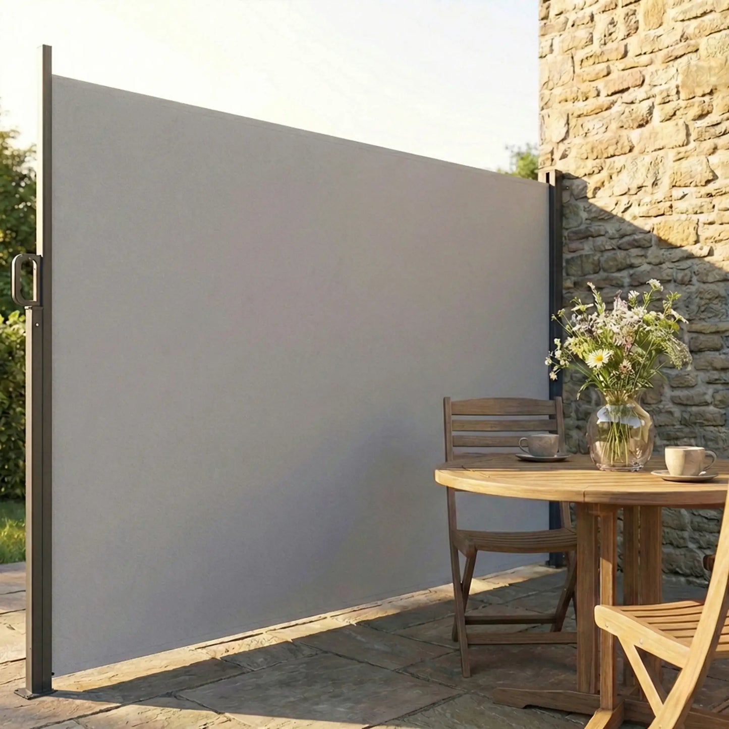 Retractable Side Awning, 165" x 73", Water-Resistant, UV 50+, Light Grey Side Awnings at Gallery Canada