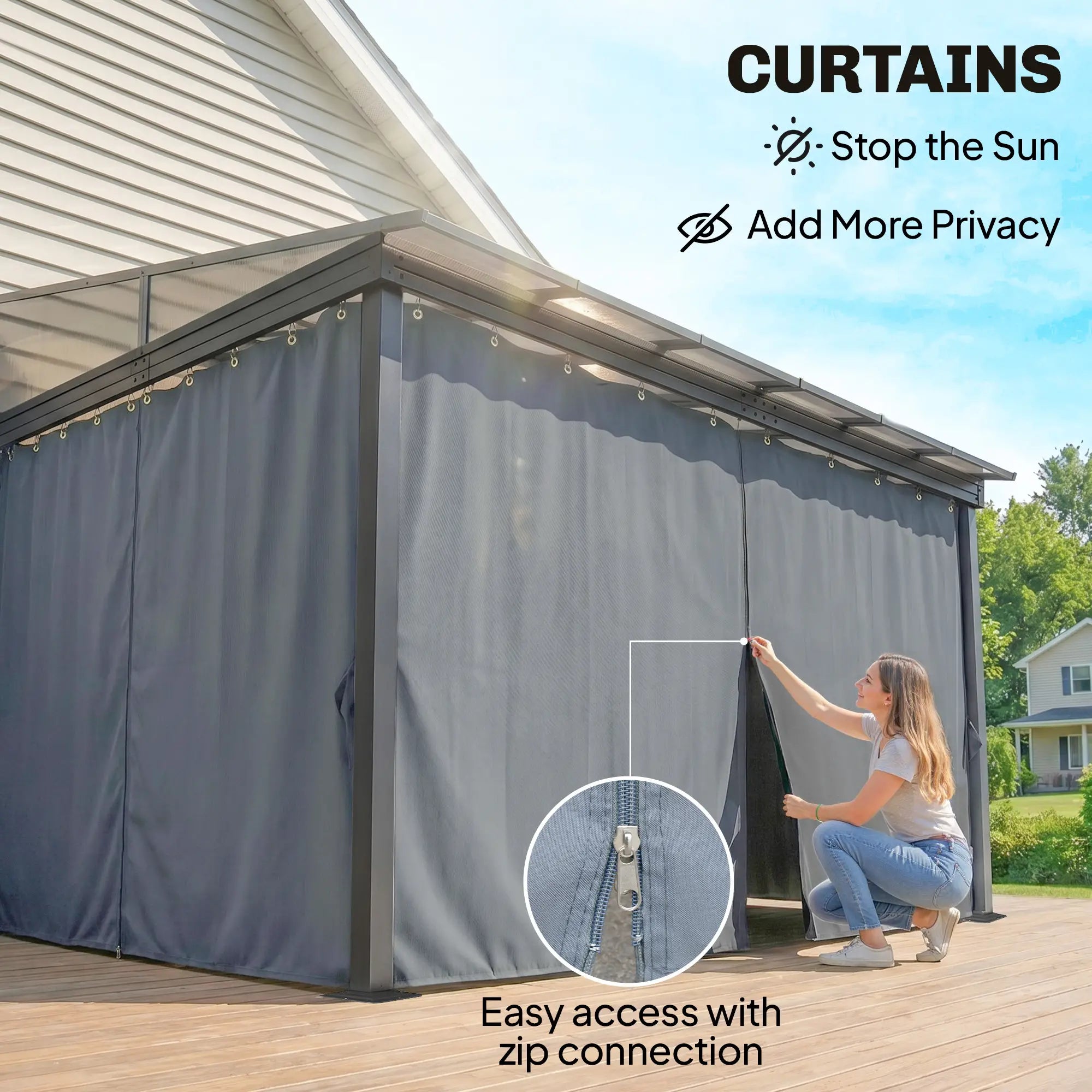 10' X 13' Outdoor Hardtop Pergola, UV Protection With Curtains Pergolas at Gallery Canada