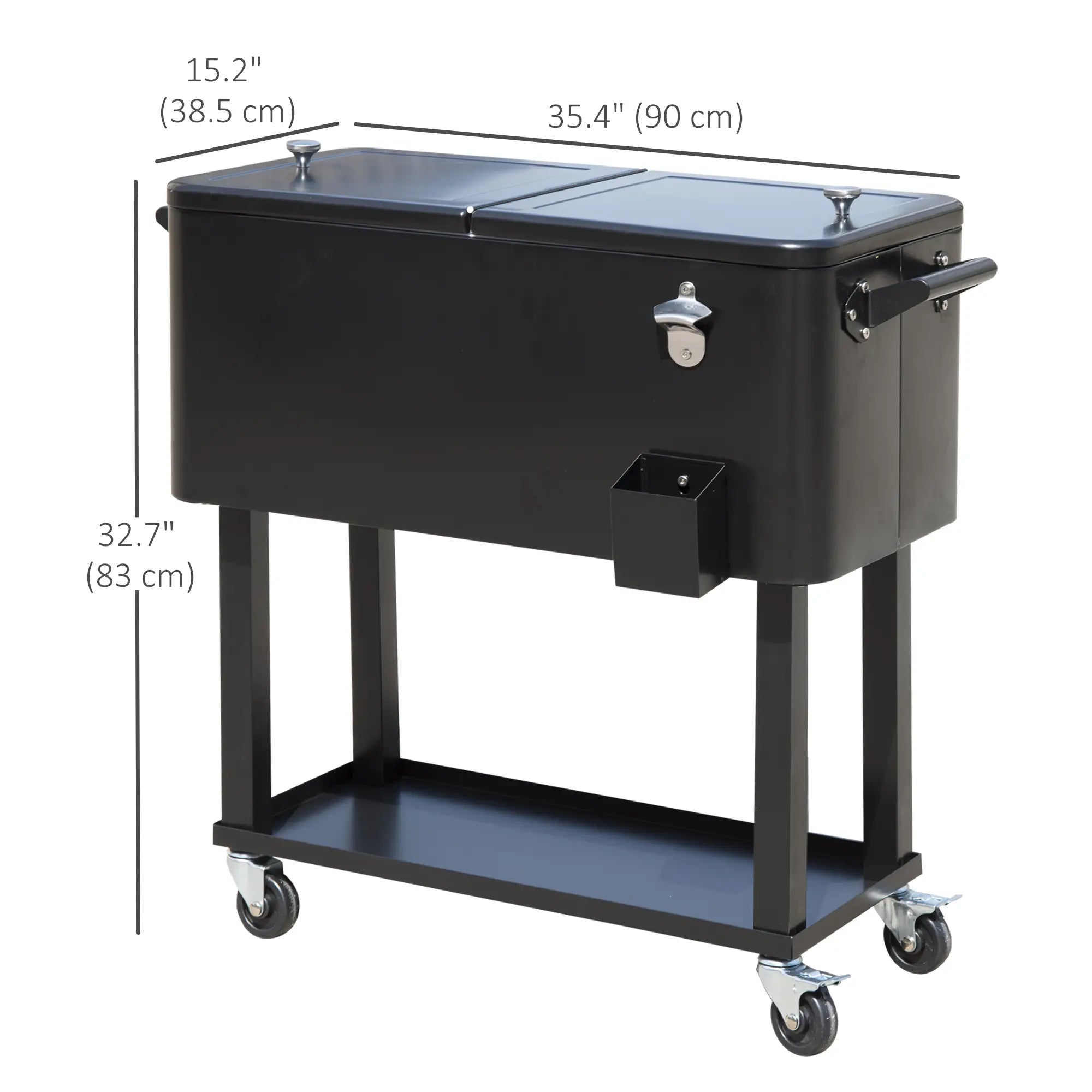 80 Quart Rolling Cooler Cart, Portable Ice Beverage Bin, Outdoor Party, Black Cooler Boxes at Gallery Canada